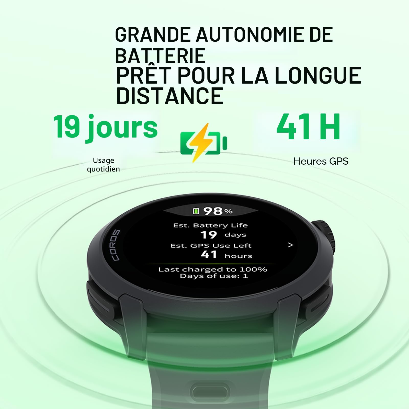 COROS Pace 4 Montre Sport Ultralégère, Écran Tactile AMOLED 1,2", 32g Montre Running, 19 Jours d'usage, Contrôle Vocal, Outils d'entraînement, GPS précis, Plan d'entraînement (Nylon Noire)