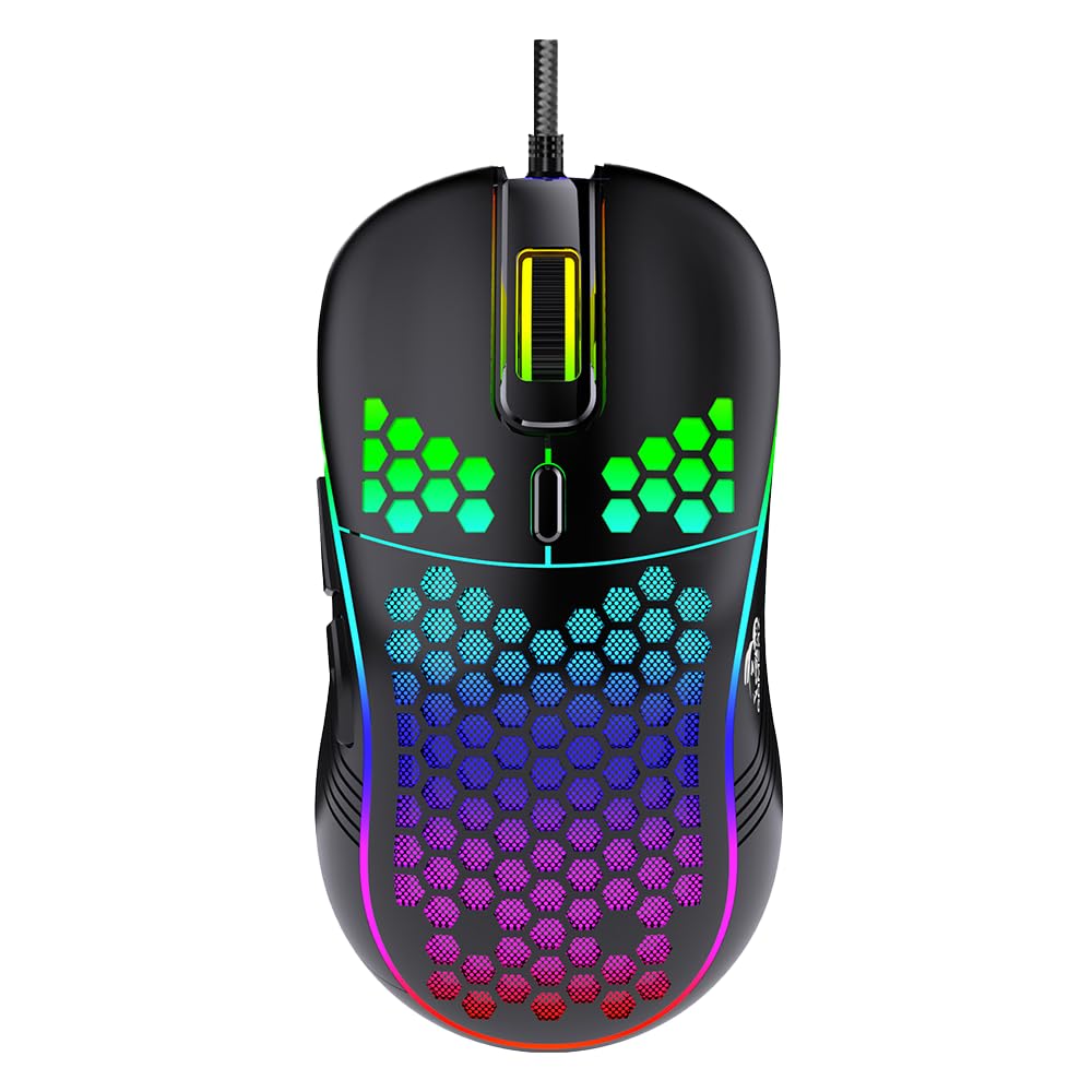 TAG Gamerz Fusion RGB Gaming Mouse Black USB Wired, Honeycomb Design, 4800 DPI Optical Sensor, 6 Buttons, 3 Million Clicks, 7 RGB Lighting Effects, 1.5m Braided Cable, for Windows Mac Linux PC Laptop-image-17
