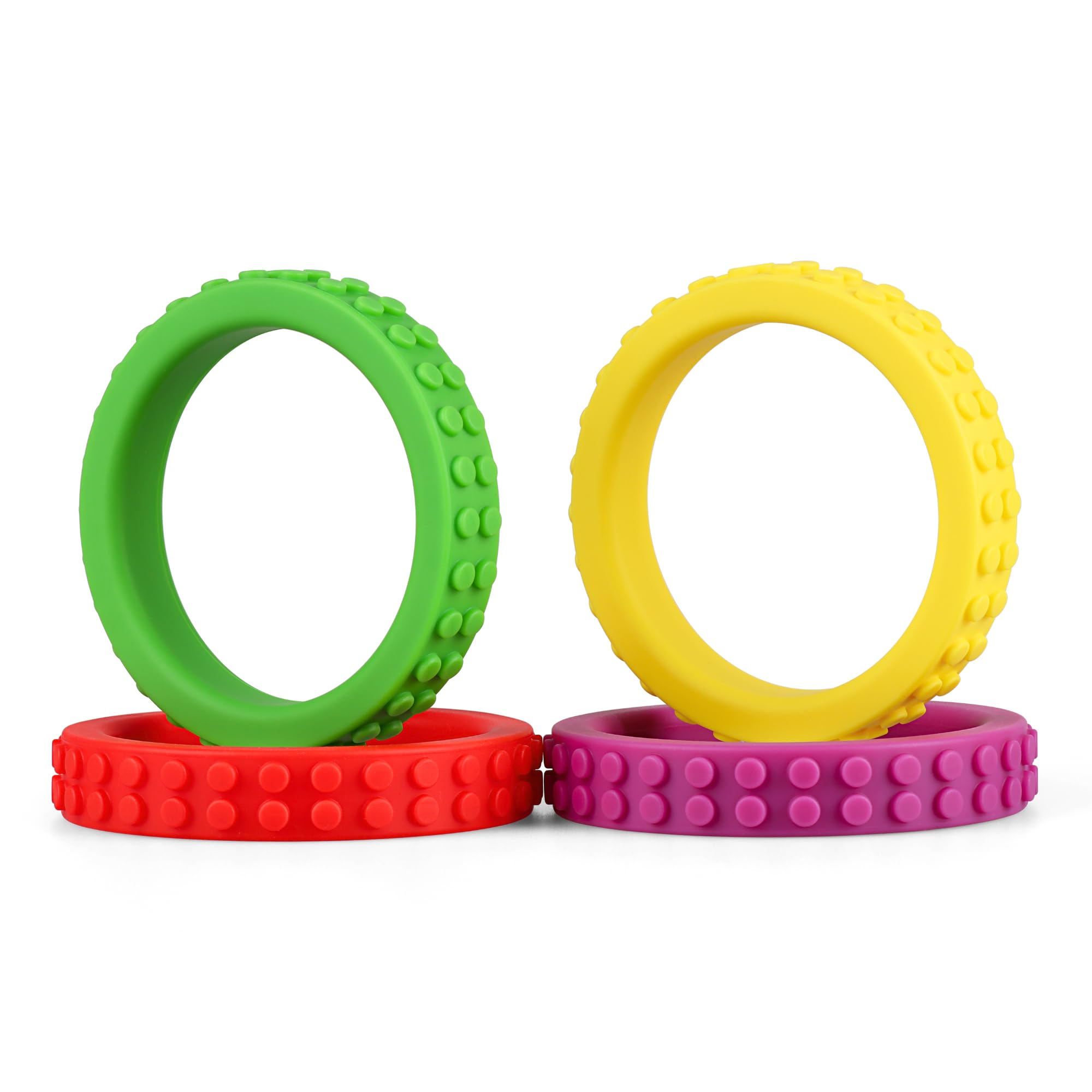 Chew Bracelets for Sensory Kids, Silicone Chewy Bracelet, Oral Motor Chewy Teether Toys for Chewers with Autism, ADHD, SPD, or Biting Needs, 4 Packs