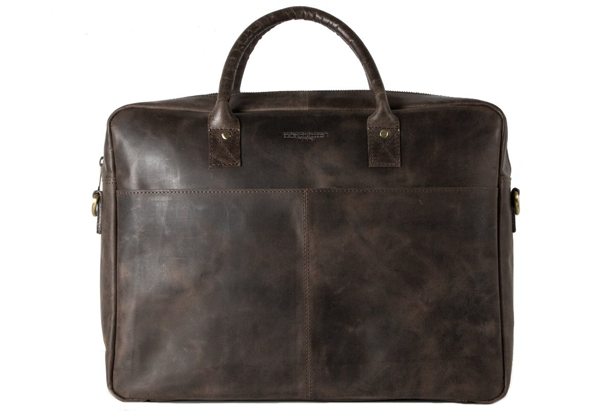 HOLZRICHTER Berlin - Große Aktentasche aus Leder (No 1-1), 30 x 39 x 10 cm Laptoptasche für Herren, Hochwertiges 15" Briefcase für die Arbeit, Businesstasche
