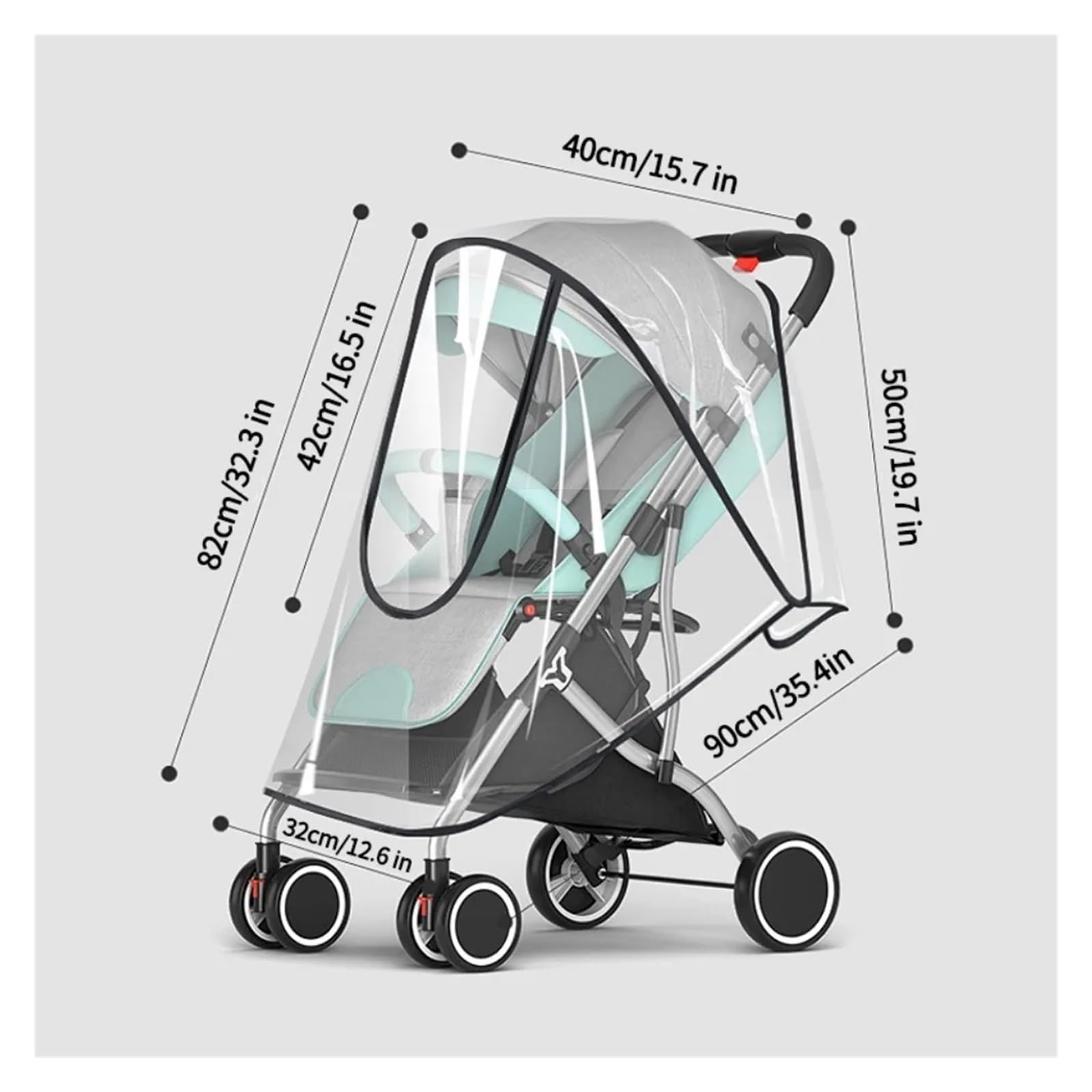 Kinderwagen Regenschutz Universal-Regenschutz for Kinderwagen aus PVC/Eva, wasserdicht, for Kinderwagen, Regenschutz for Kinderwagen, Zubehör(Eva Zipper)