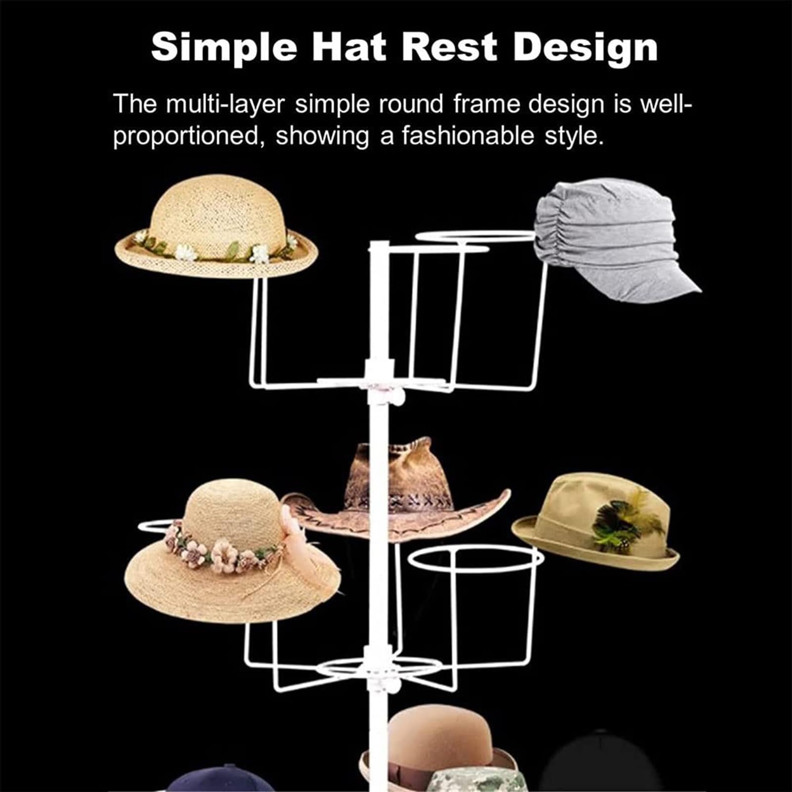 Soporte Para Exhibición De Sombreros, Perchero Giratorio Para Colgar Sombreros, Con Ganchos, Soporte Giratorio Para Exhibición De Sombreros De Metal, Estante Para Sombreros De Piso De Metal De(B,6-Tie