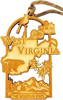 West Virginia Ornament Handmade Wooden Christmas Tree Decoration Mountain State DÃ©cor