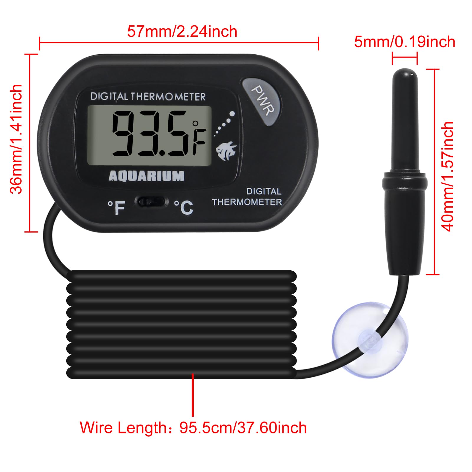 2 Stück Aquarium Digital Thermometer mit großem LCD Display Reptil Thermometer für Fahrzeug Terrarium Aquarium Kühlschrank