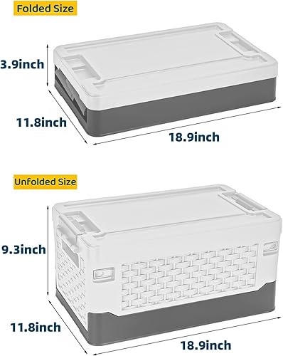 Miniatura 2 de Contenedores de almacenamiento plegables apilables de 35 L, caja plegable de plástico, organizador de automóvil, contenedores de almacenamiento con