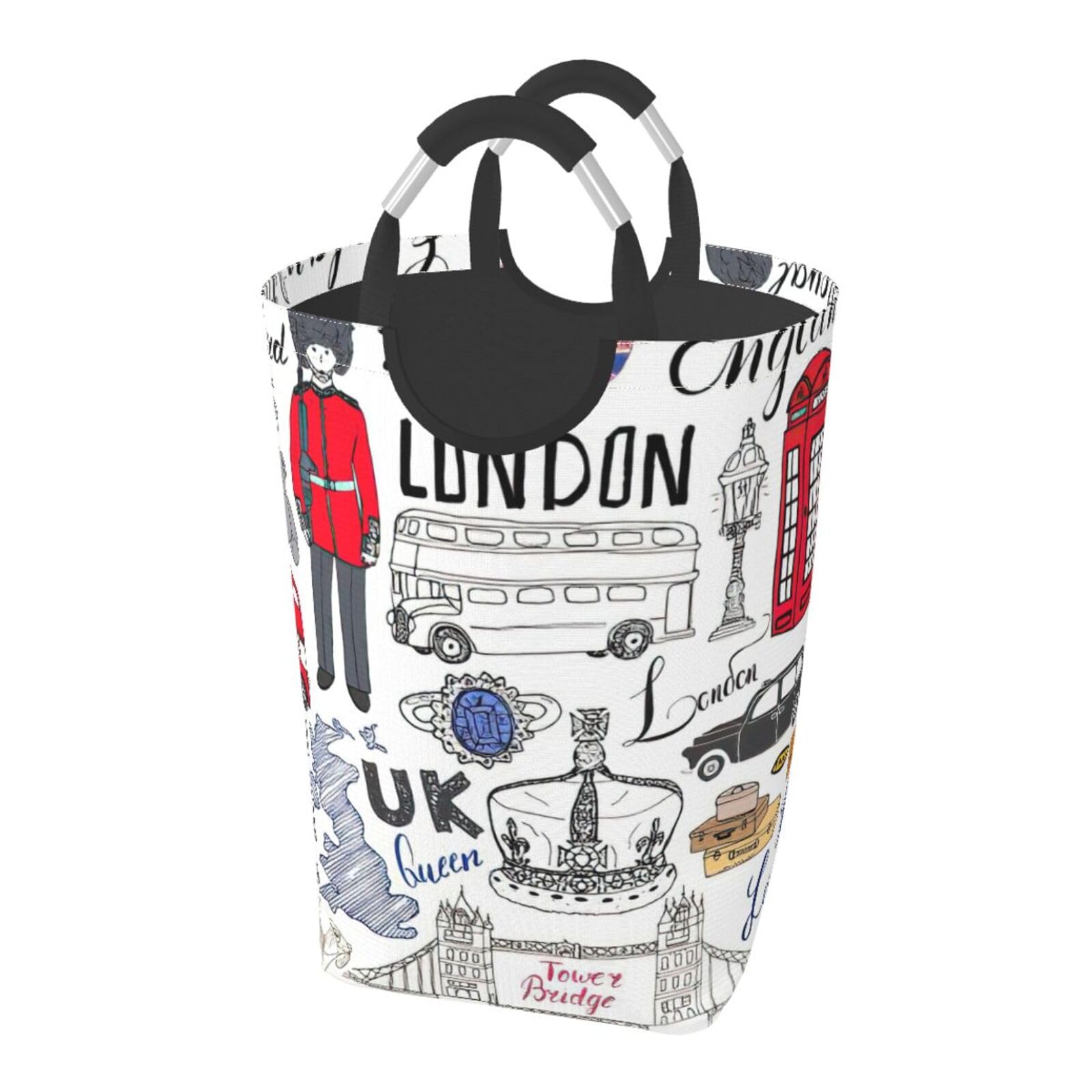 Panier à linge pliable 50L en tissu Oxford imprimé London
