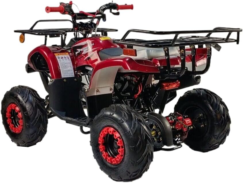 HHH 125cc ATV Quad 125cc ATV with Reverse, LED Lights, Big Wide Tires with Matching Rims 4 Wheeler for Youth and Children (Red Color)