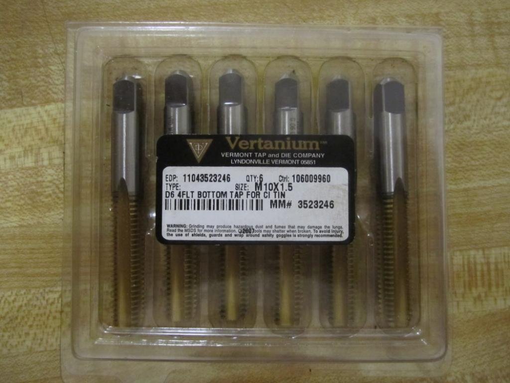M10X1.5 Bottom Tap D6 4FLT 3523246 (Pack of 6)