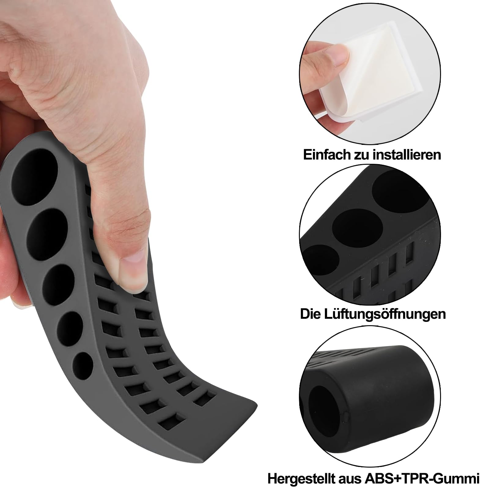 Fermaporta In Gomma | 2 Pezzi | Antiscivolo E Autoadesivo | Per Interni Ed Esterni | Nero - Foto 10