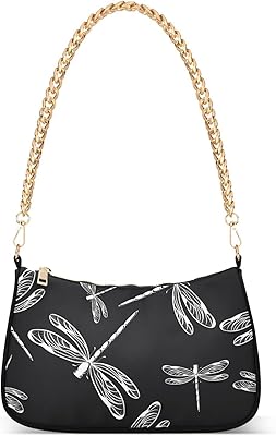 OTVEE Vintage White Dragonfly Shoulder Bags for Women Small Handbags Mini Clutch Purse