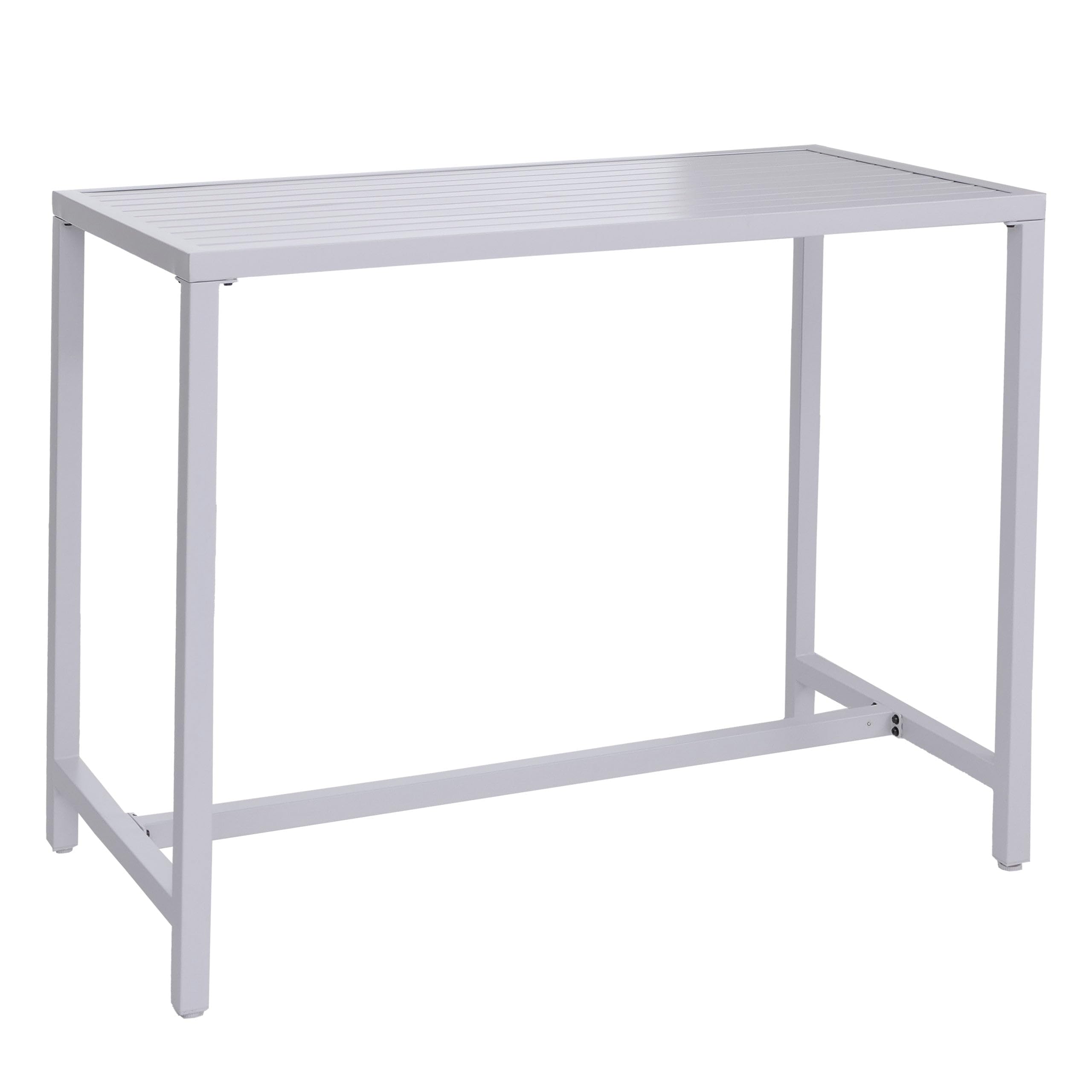 Mendler HWC-P91 - Mesa alta (metal, 105 x 130 x 65 cm), color gris claro