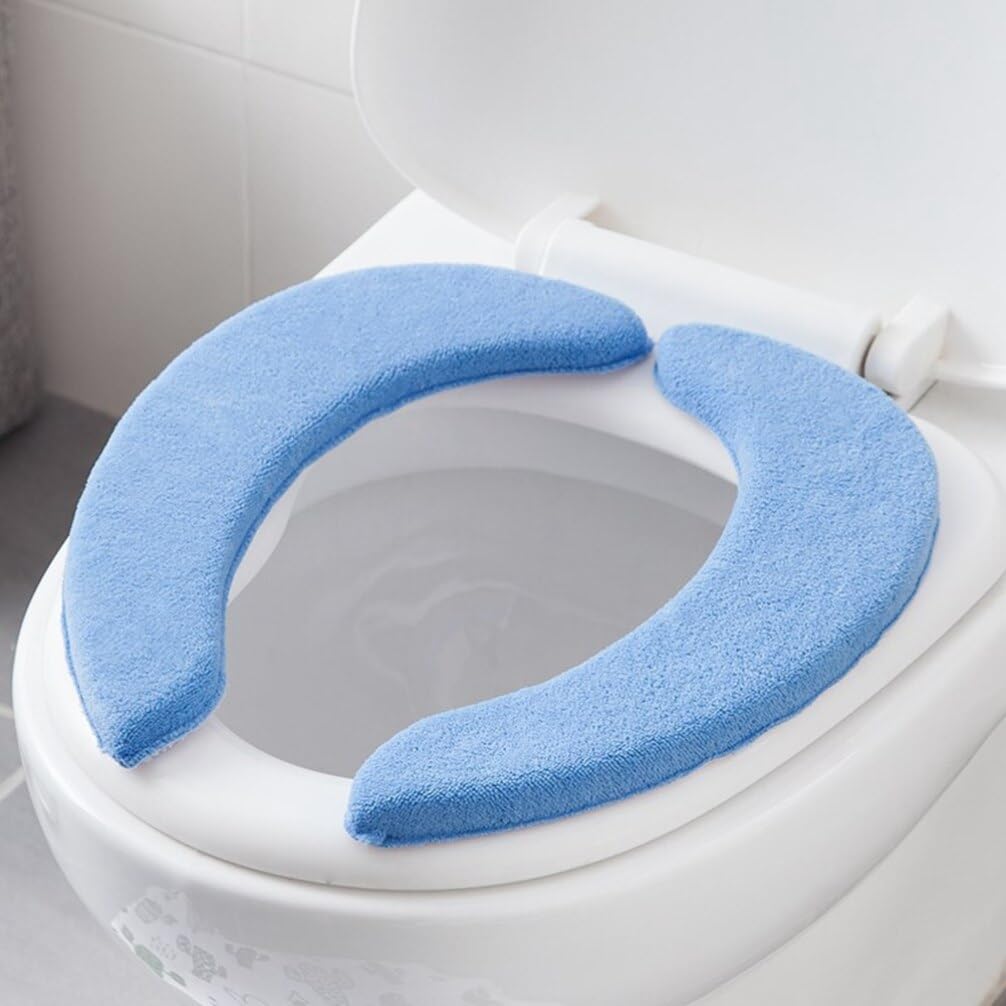 Tapis de toilette autocollant pour abattant de WC en hiver bleu