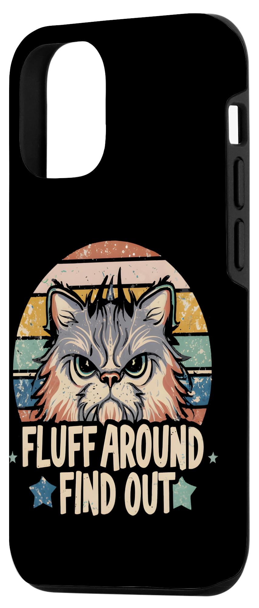 iPhone 13 Fluff Around Find Out Funny Angry Cat Retro Distressed Look Case - Image 2