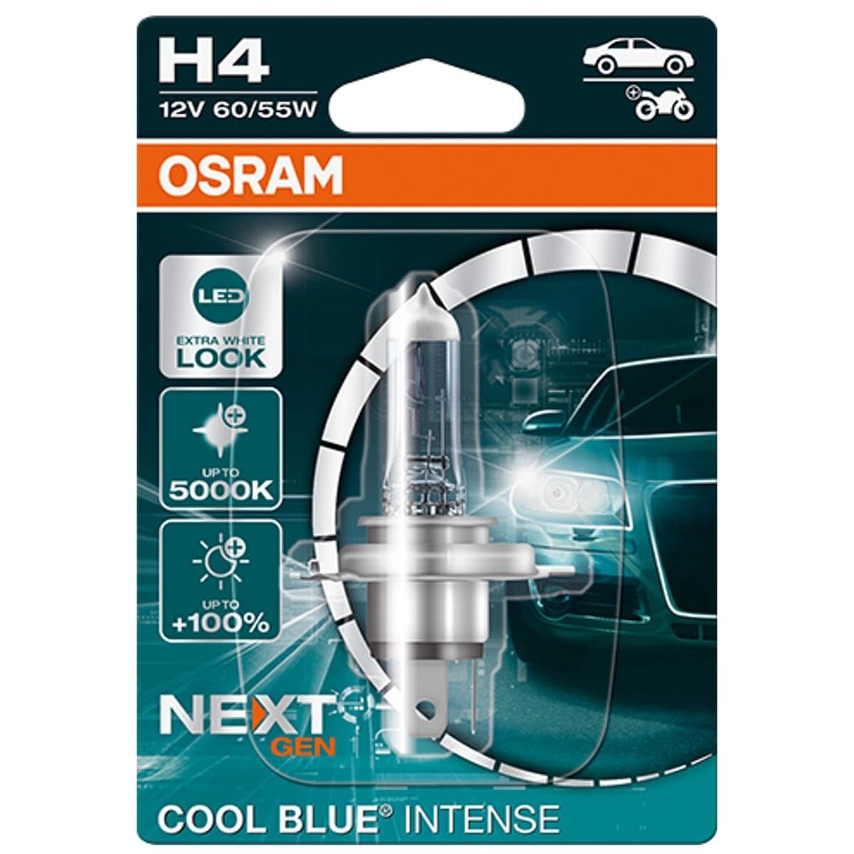 Osram H4 12V 6055W P43t Cool Blue INTENSE NextGen. 5000K 100% 1 St.