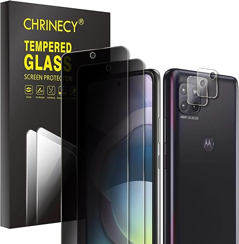 Paquete de 4 protectores de pantalla de privacidad para Motorola Moto One 5G ACEOne 5G UW ACE con 2 protectores de lente de cámara, dureza 9H,