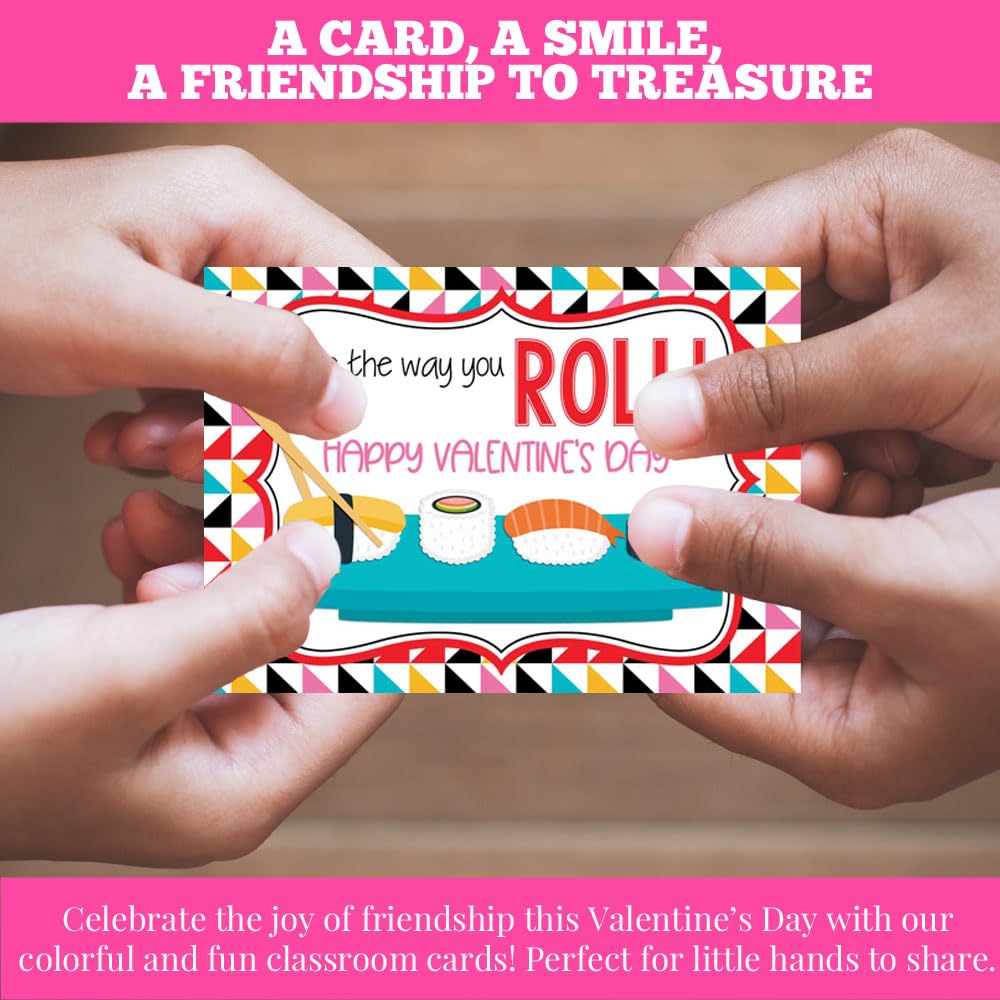 AmandaCreation - Tarjetas para el día de San Valentín con texto en inglés "I Like The Way You Roll para regalar a amigos y compañeros de clase, treinta (30) tarjetas de 8,9 x 12,7 cm (sin sobres)
