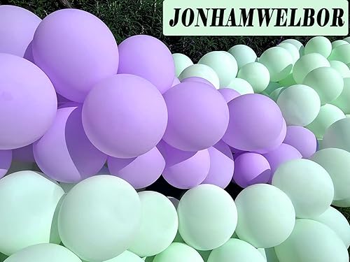 Miniatura 4 de Jonhamwelbor - Globos de color morado claro mate, morado pastel y lila macarrón y de látex para Baby Shower, cumpleaños de niña y boda (70 unidades,