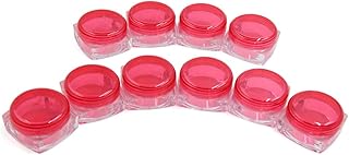 Ruilogod 10 Pcs Red Clear Plastic Travel Make...