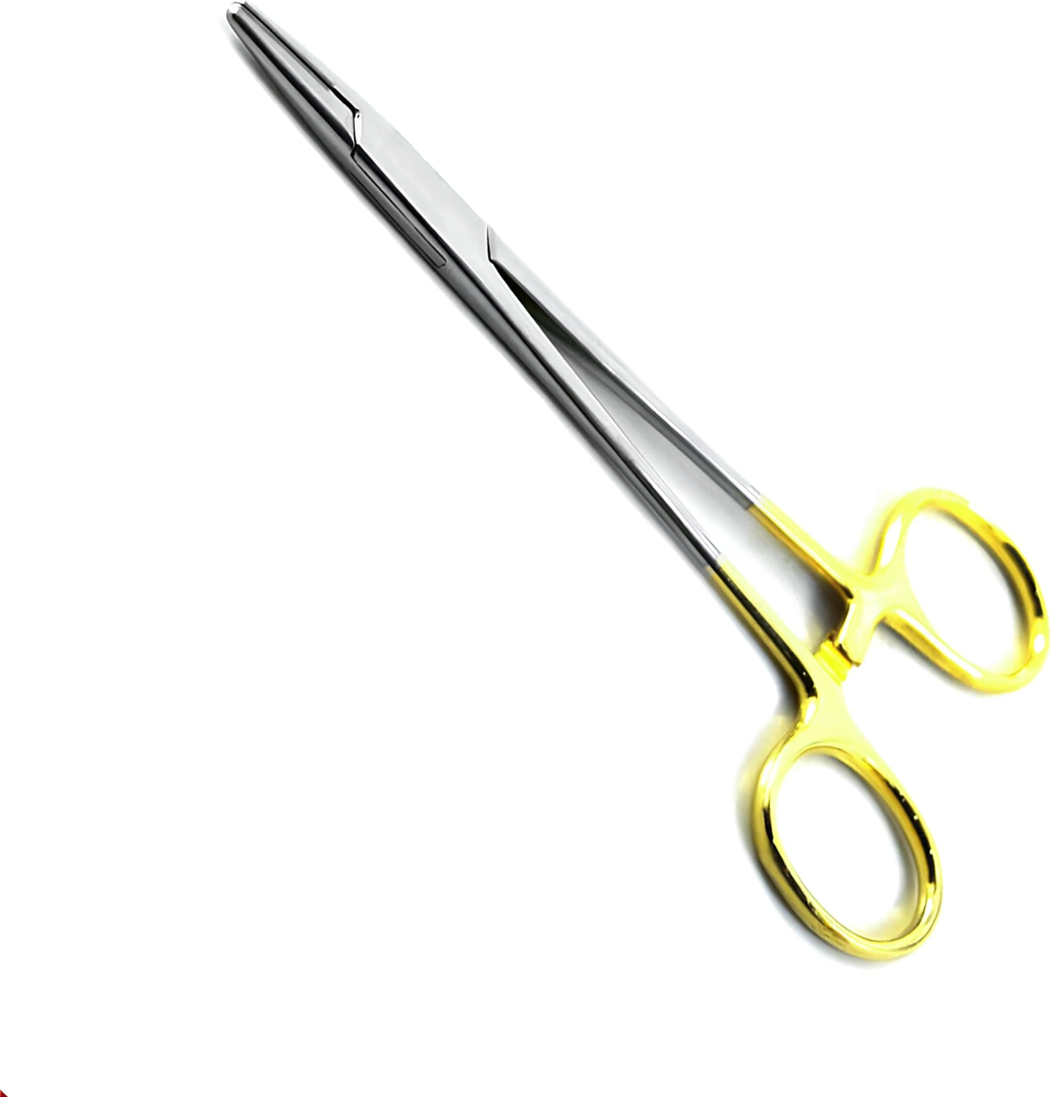 GenericTC Mayo Hegar Needle/Suture Holder Driver with Tungsten Carbide Inserts and Gold Rings with Locking Mechanism - Premium Quality Stainless Steel Instrument | Suturing Tools
