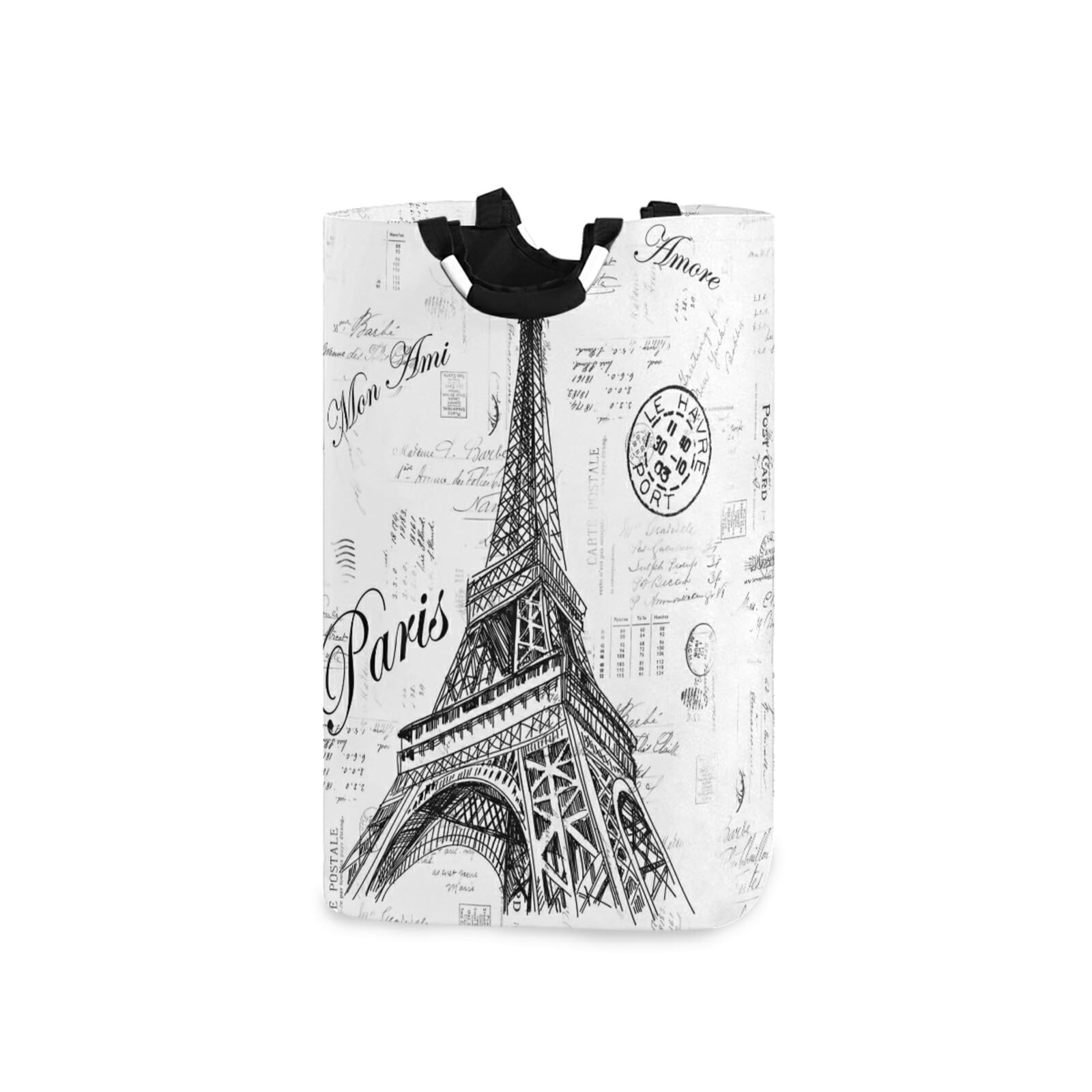 Nander Laundry Basket, Collapsible Fabric Laundry Hamper, Foldable Or Upright Clothes Bag (Paris Eiffel Tower)