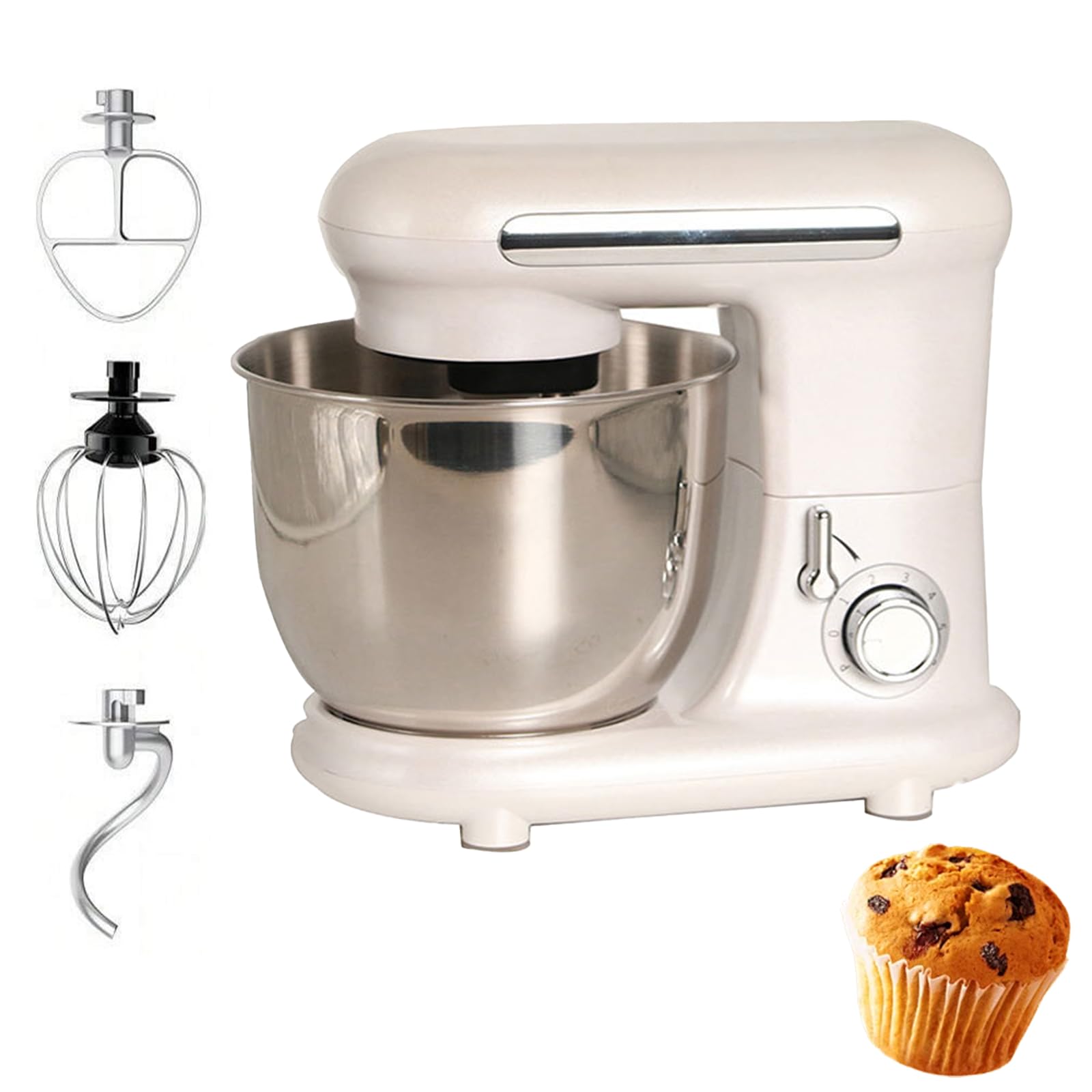 3,5L Impastatrice Da Banco, Robot Da Cucina Elettrico 1000W con Regolazione A 6 Velocità, Gancio Per Impasto & Frusta Per Uova & Paletta Mescolatrice, Macchina Per Torte Per impastare la pasta
