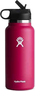 Hydro Flask Wide Mouth Straw Lid - Stainless Steel Reusable Water Bottle - Vacuum Insulated, Dishwasher Safe, BPA Free, Non-Toxic