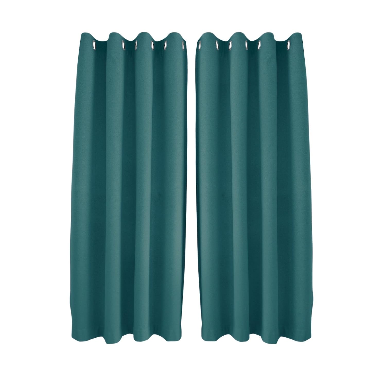 Happy Homewares Teal Blue Linen Blackout Curtains - 46 X 54 Inch Drop - Elegant Eyelet Curtains With Soft Linen Texture - 2 Panels For Bedroom Or Living Room