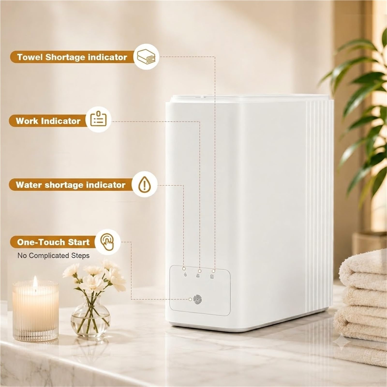 Handtuchwärmer Spender, Elektrischer Gesichtstücher Wärmer für Wellness | Automatische Befeuchtung, konstante 55°C, ideal für Kosmetik, Spa & Pflege, inkl. 20 Kompressentücher