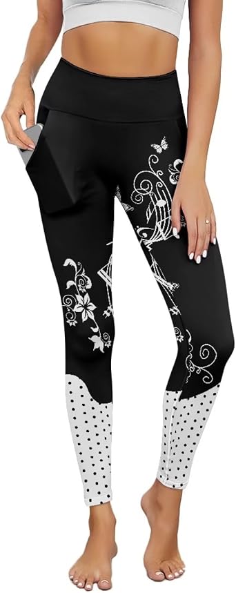 Luck Clover Women Yoga Leggings, Polynesia Sea Turtle Pocket Running Pants, Tie-Dye Yoga Cycling Skinny Pants