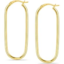 925 Sterling Silver Post Oval Hoop Earrings for Women | 18K Gold-Plated Large Hoops Earring-53mm