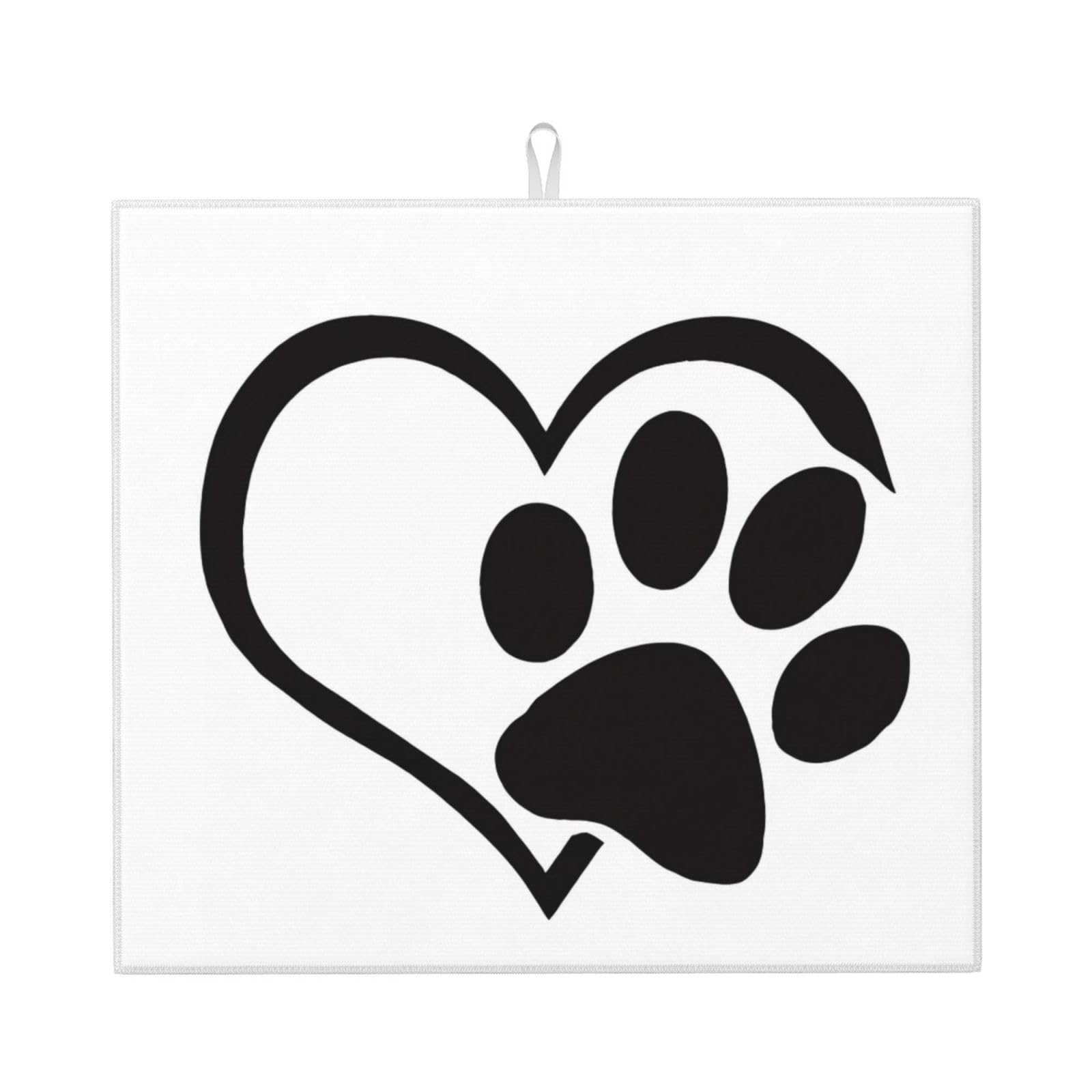 Yyhwhjde Black Pawprint Prints Kitchen Drying Mat – Absorbent Dish Throw For Countertop, Non-Slip Quick-Dry Layer With Vibrant Prints, Ideal For New Home Gift