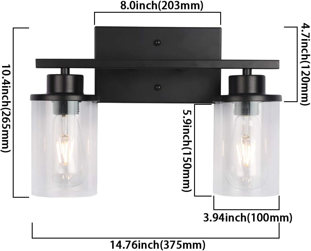 Amаzоn Crаzу 🔥 Dеаlѕ PUUPA Vanity Lights for Bathroom, 2 Lights Black Industrial Vintage Black Sconce Wall Light Fixtures with Clear Glass Shade