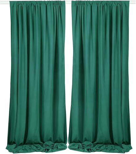 SHERWAY Cortinas de fondo de color verde cazador suaves y sedosas de 9.5 x 10 pies, cortinas de ventana de poliéster para bodas, fiestas,