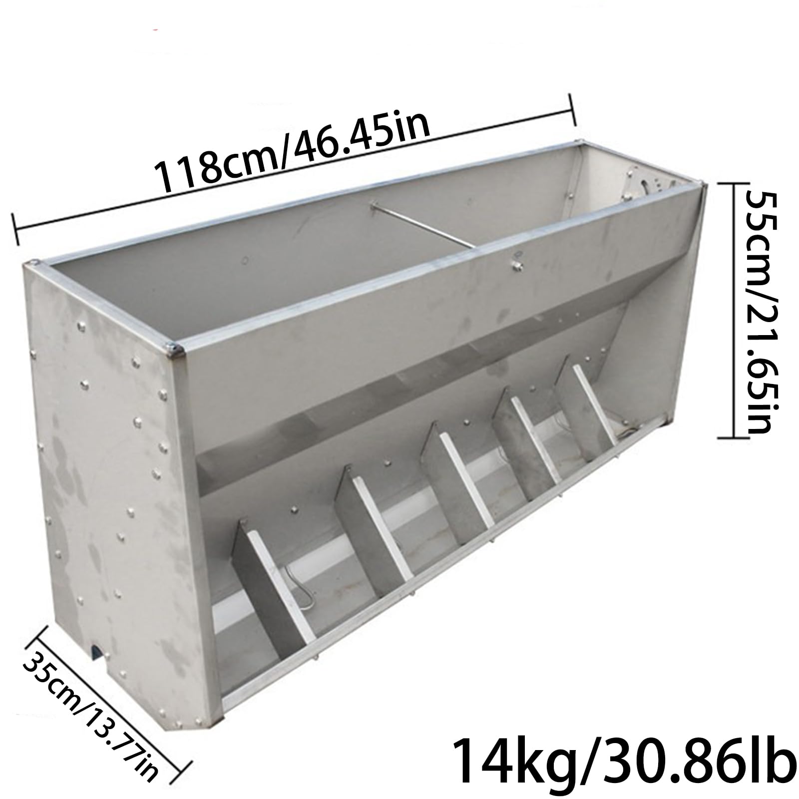 Mangiatoia per Suini, Mangiatoia per Maiali Ad Alta Resistenza con 3-6 Sportelli con Funzione di Scarico Automatico, Mangiatoia Automatica in Acciaio Inossidabile Outdoor Feeder,Argento,118cm