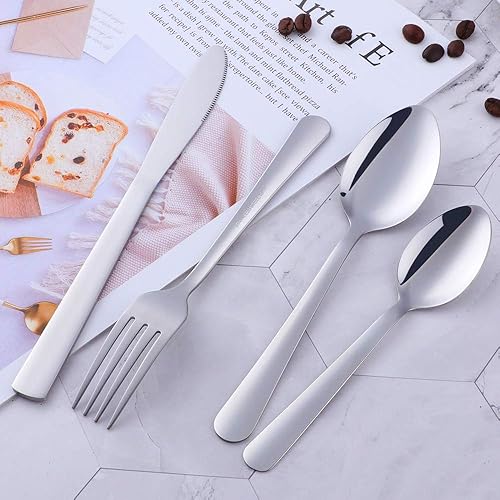 Miniatura 2 de BuyGo - Juego de cubiertos de acero inoxidable, 4 piezas, servicio para 1, color plateado