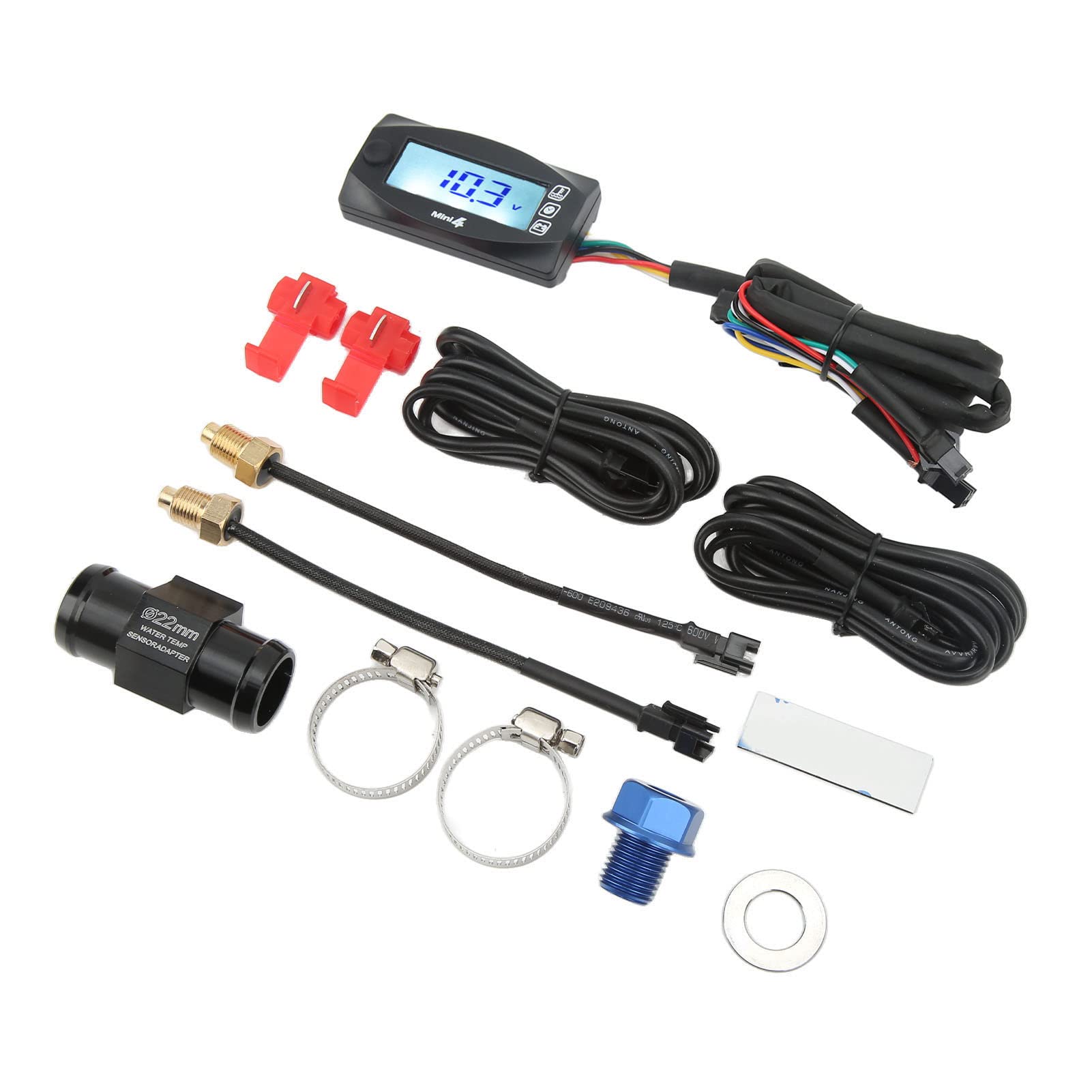 Indicatore della Temperatura dell'olio, Schermo LCD Impermeabile Display Digitale dell'Indicatore della Temperatura dell'acqua 4 in 1 per Moto (M14*1.5)