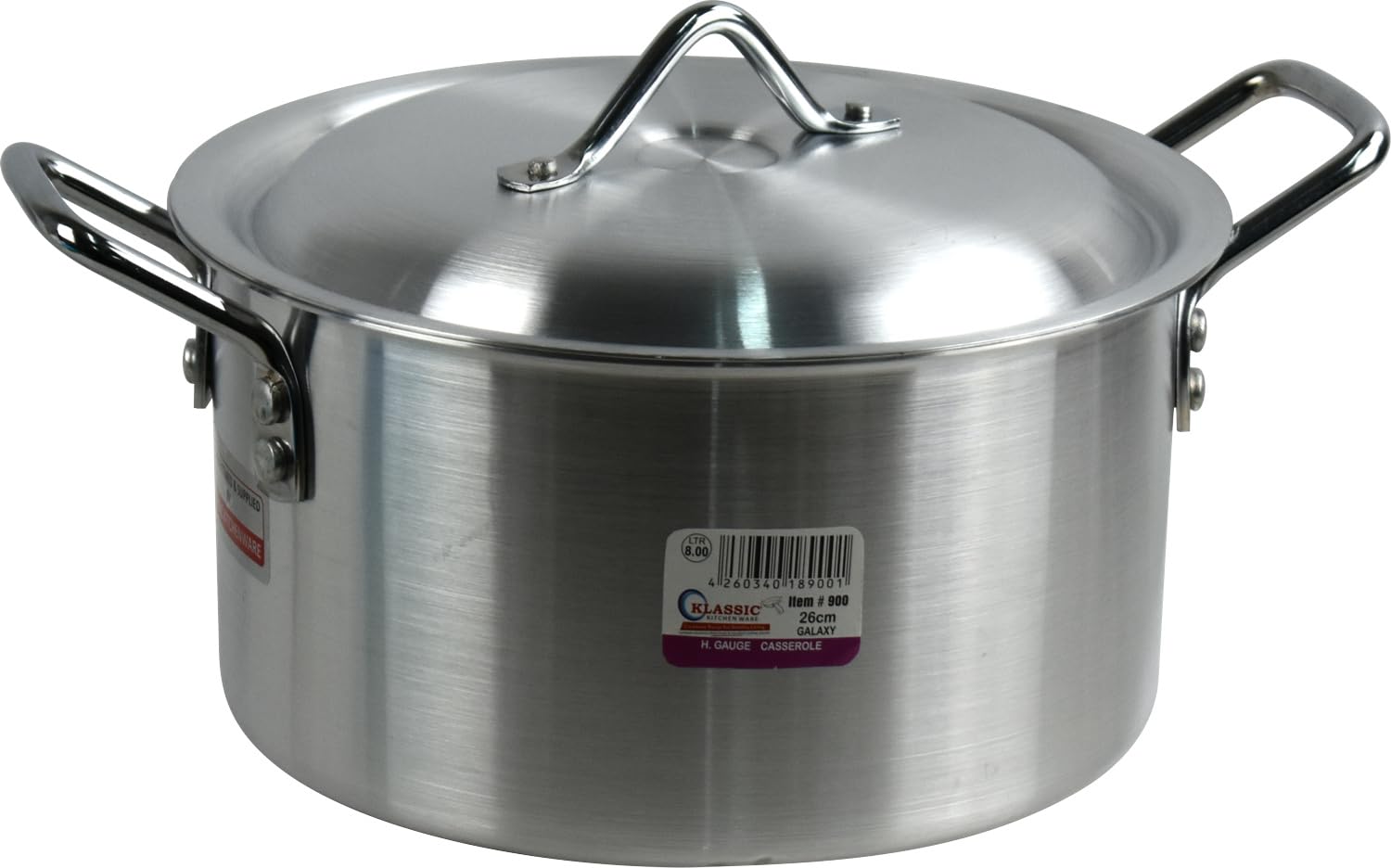 Aluminium Cooking Pot Casserole Kitchen Dish with Lid and Side Handles (Pot 24cm 5.4L)