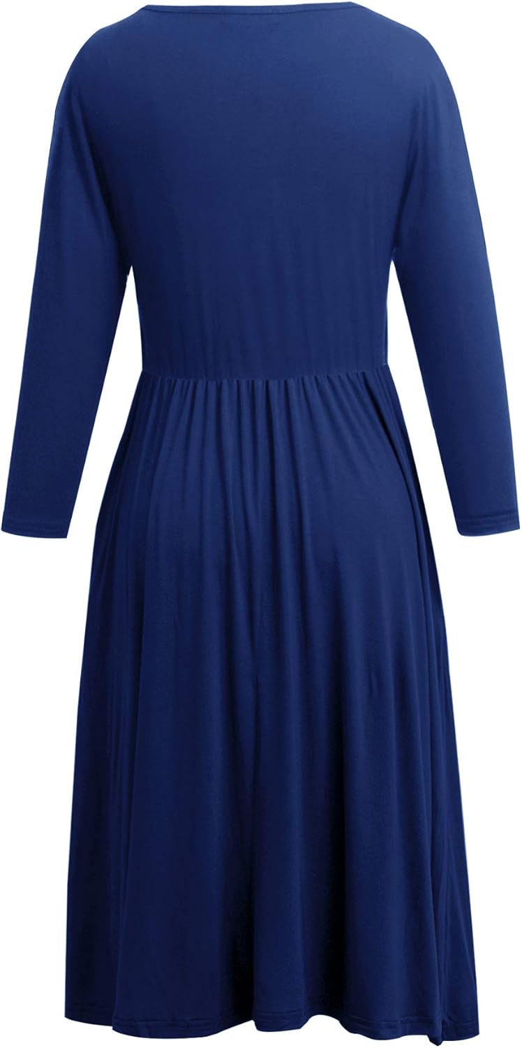 Smallshow Women's Maternity Nursing Dress 3/4 Sleeve Dress for Breastfeeding - Image 3