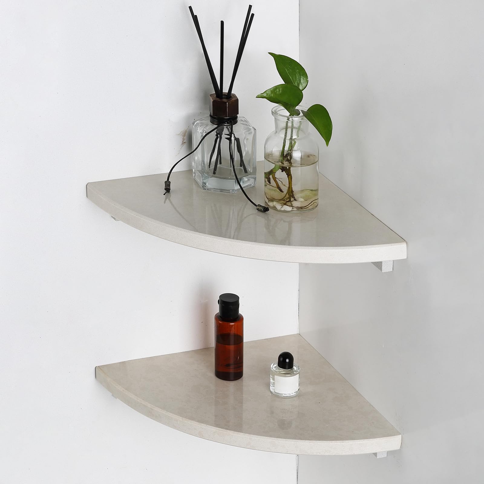 Koville Italian Marble Corner Shower Shelf for Bathroom 10 Marble Corner Shelves for Bath Wall Mounted Stone Shower