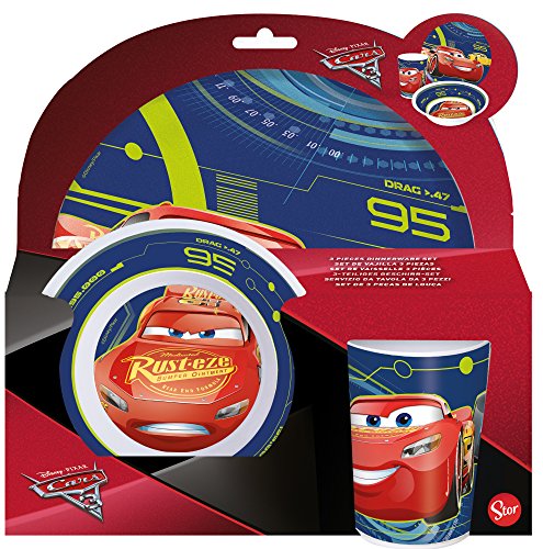 Joy Toy 782690 Cars Lot de 3 en mélamine, 23.5 x 7 x 23 cm