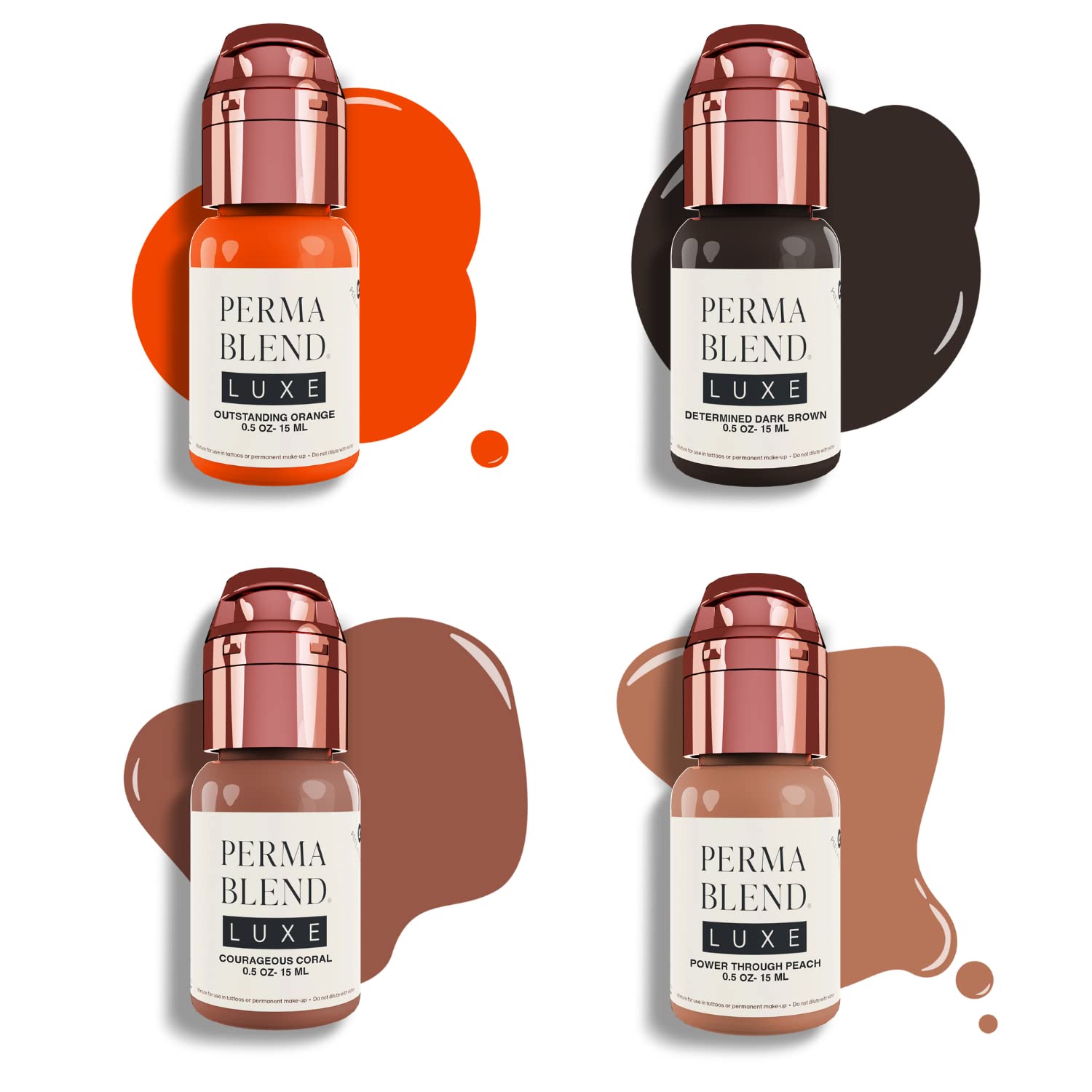 Perma Blend Luxe Vicky Martin Unstoppable Areola Tattoo Ink Set - Includes White, Peach, Coral, Brown, Scarlet, Dark Brown, Orange & Red Tattoo Ink - Microblading Kit (8 Ct, 0.5 oz Each)