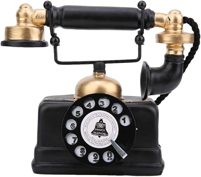 Retro Corded Landline Phone, Classic Vintage Old Fashioned Rotary Dial Style Landline Telephone Home Desk Decor Ornament
