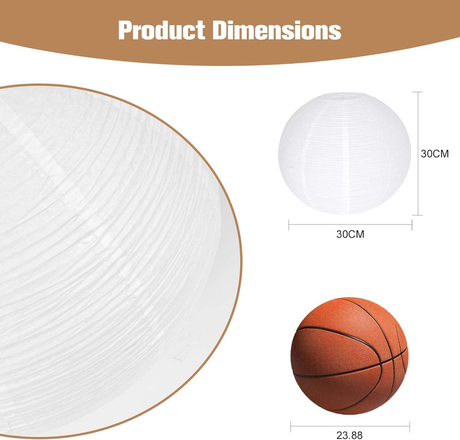 White Paper Lamp Shade, 12''x12'' Small Chinses Paper Lantern Pendant Light Shade,Round Lanpshade Home Decor Ceiling Lampshade, Foldable Lampshade