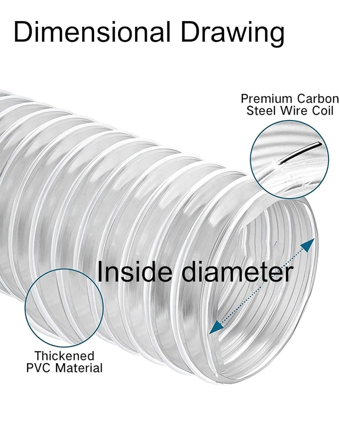 ININOSNP Flexibles y Resistentes a los Nudos Manguera de recolección de Polvo en Espiral de PVC for Uso Industrial(200mm/7.87in)