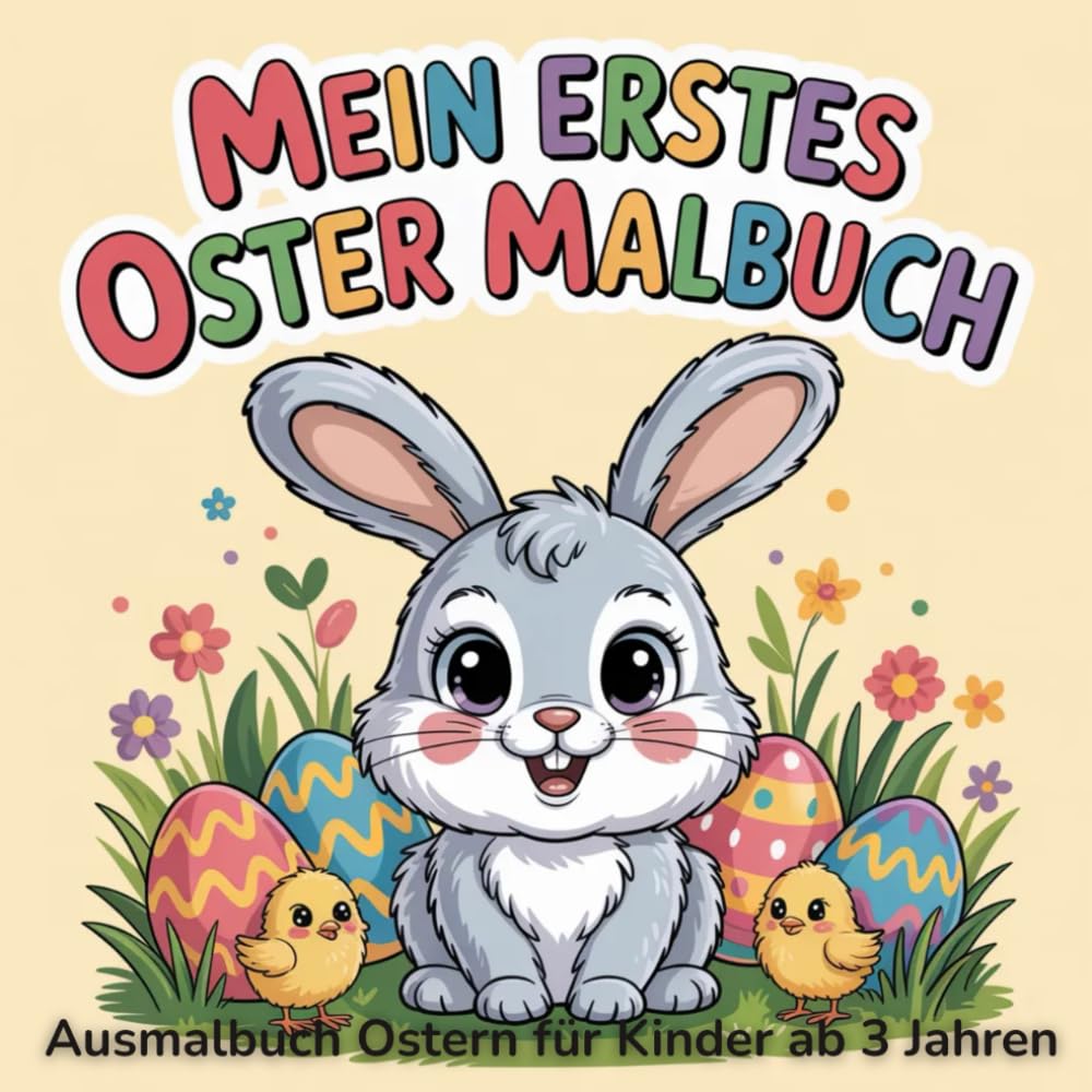 Mein erstes Oster Malbuch - Ausmalbuch Ostern für Kinder ab 3 Jahren: 30 niedliche Motive mit Osterhasen, Ostereiern & Küken zum kreativen Ausmalen