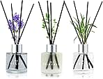 3 Pack Fragrance Reed Diffuser, 50ML Lavender Jasmine Lemongrass Aromatherapy Diffuser Set with 12 Black Fiber Sticks,Air Freshener for Bedroom Bathroom Office, 8.2X 6.6X 2.1 inch