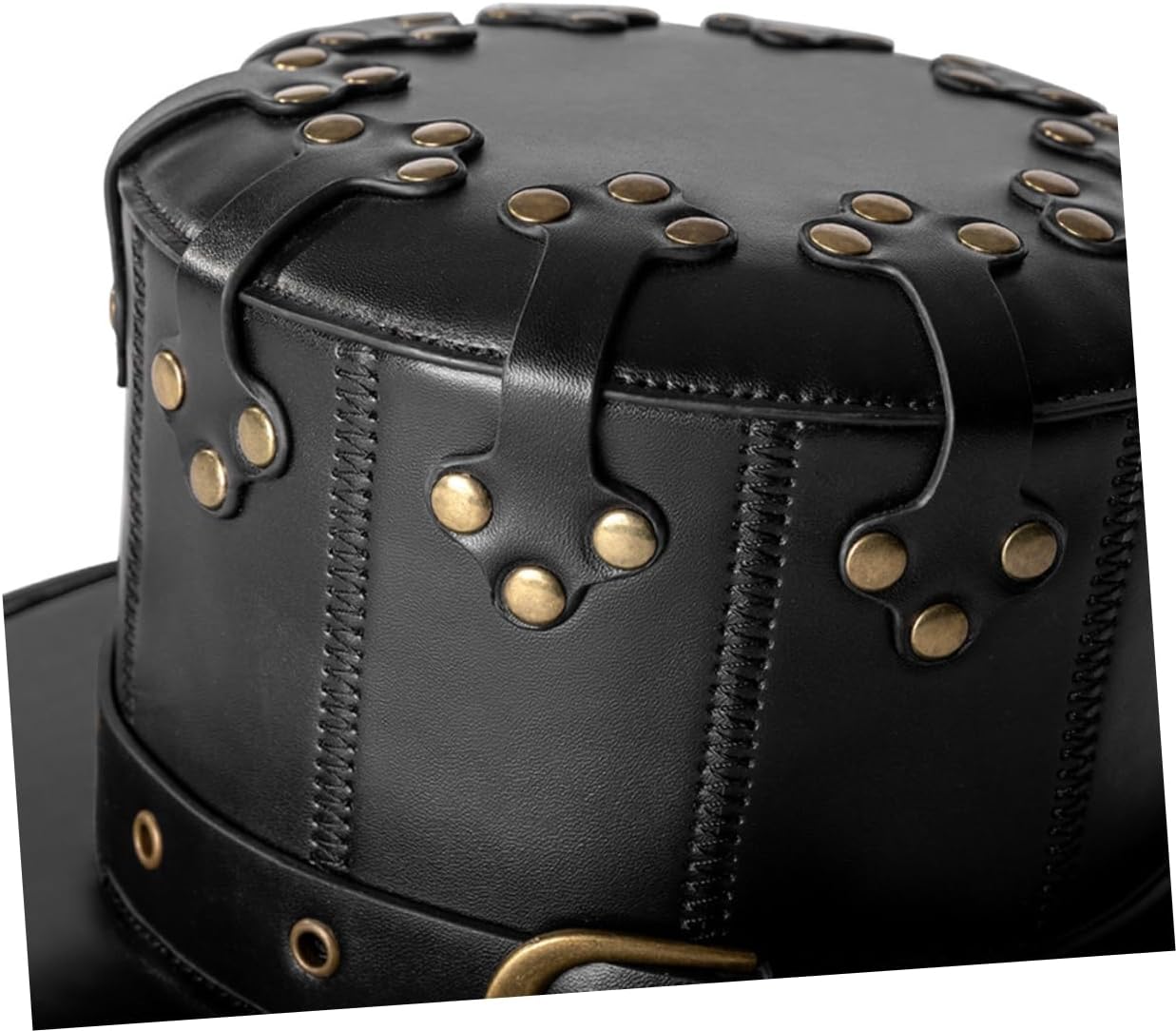 Punk Style High Cap Leather Headdress Unisex Halloween Costume Hat for Parties Easy to Clean for Festivals and Dress-up Events