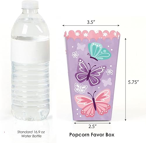 Miniatura 2 de Big Dot of Happiness Beautiful Butterfly - Cajas de palomitas de maíz con diseño floral para baby shower o cumpleaños, juego de 12