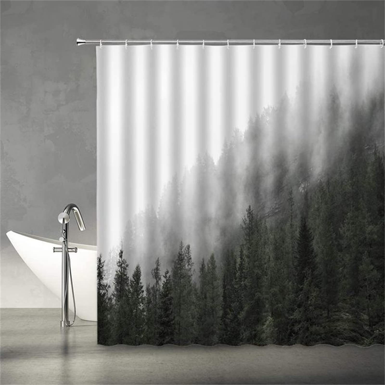 Tenda da Doccia W300cm x L180cm, Tessuto Set di Decorazioni per Il Bagno con Ganci,Paesaggio Tenda da Bagno Impermeabile in Poliestere, per la Vasca da Bagno Decoro