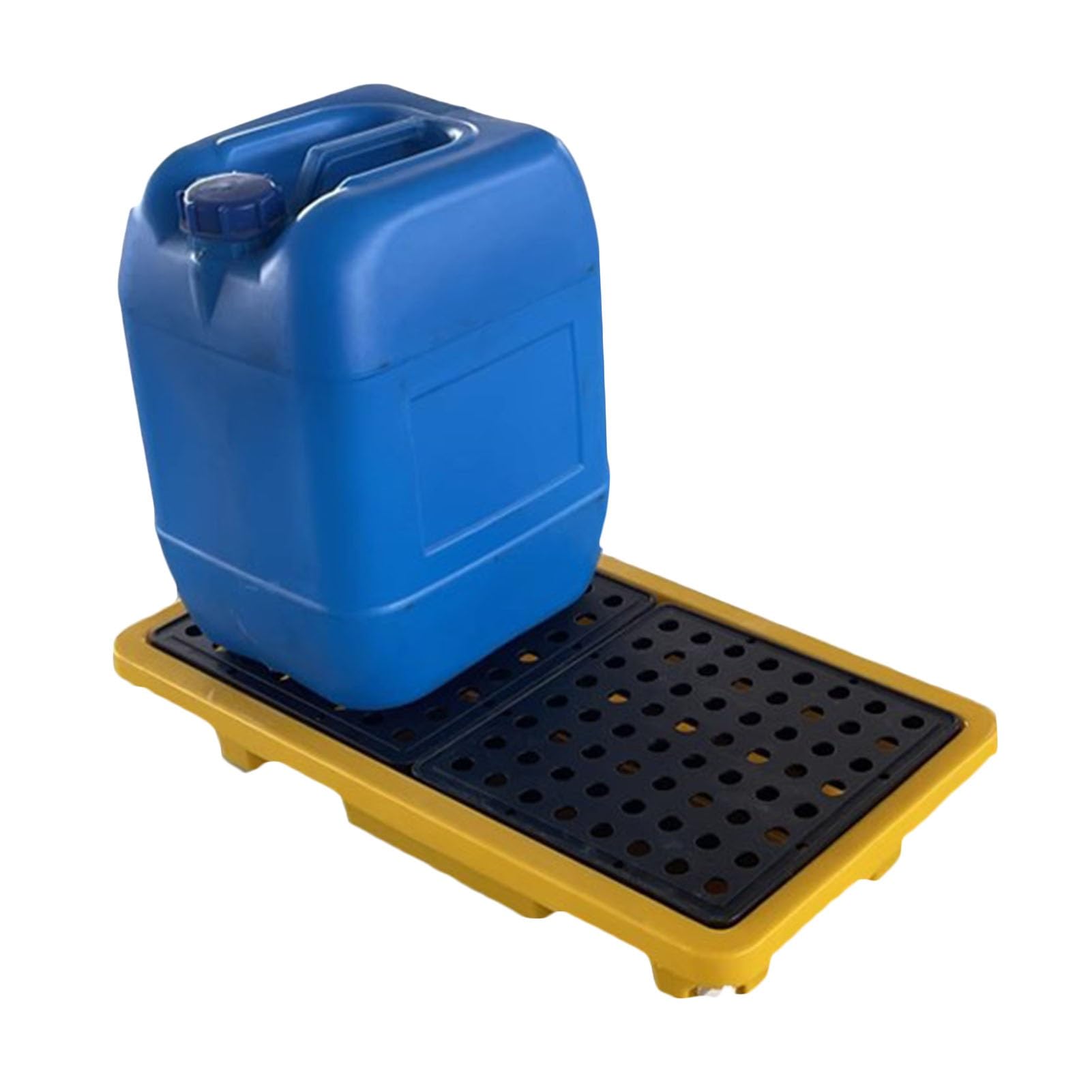 Générique Bac de rétention Industriel avec Drain, antidérapant, pour Le Stockage de fûts, résistant aux Produits Chimiques, 33 x 33 x 5,8 cm, Noir et Jaune, Indispensable pour la sécurité au Travail
